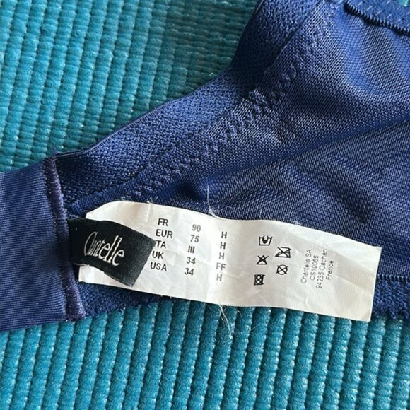 Chantelle Intuition Plunge Underwire Bra Blue 34H - Picture 3 of 8